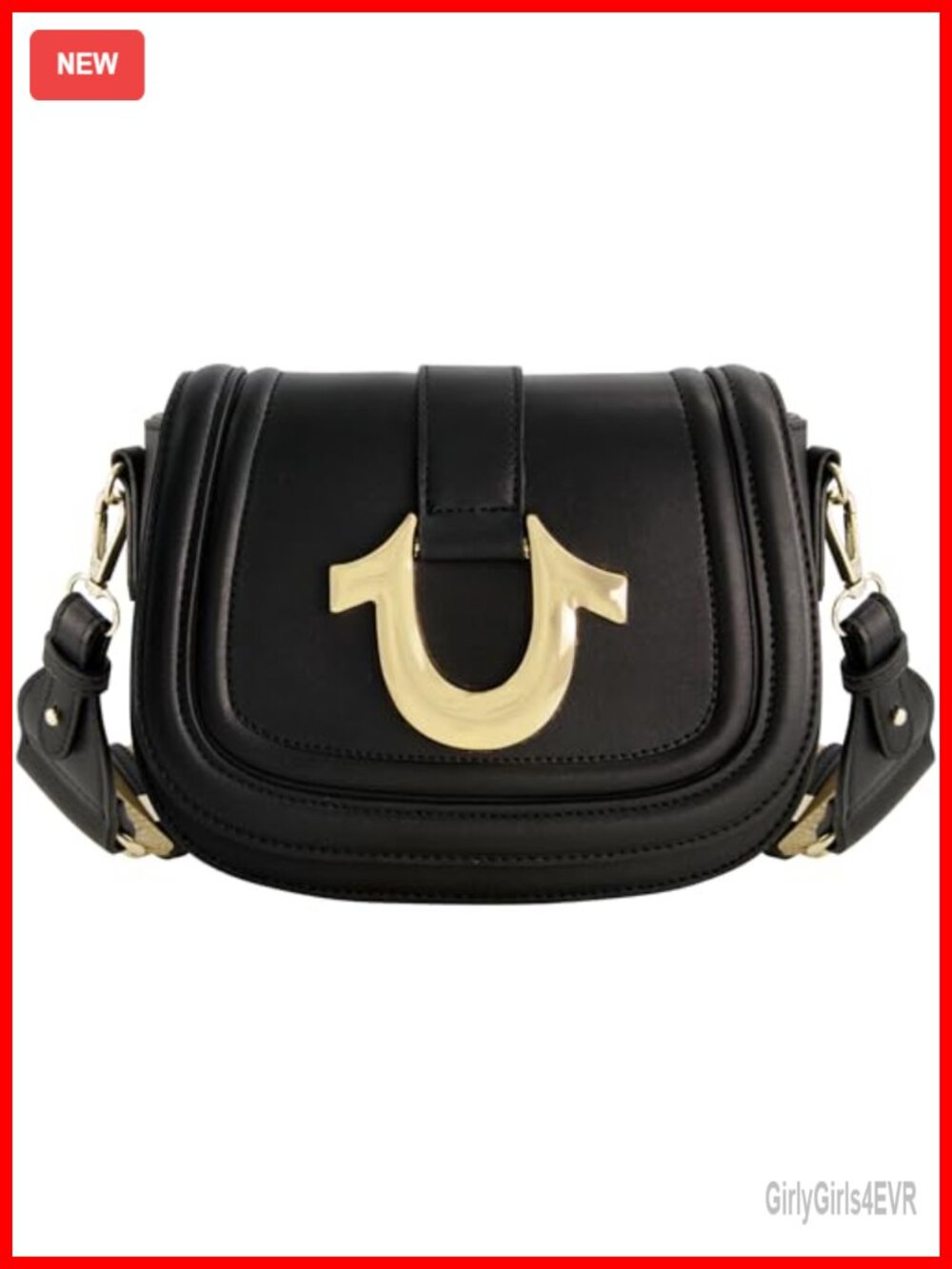 Faux Leather Saddle Crossbody Bag with Adjustable Strap